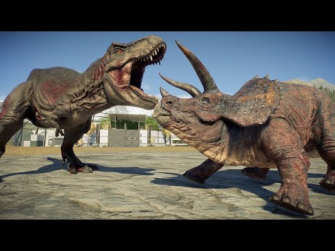 CARNIVORE vs HERBIVORE DINOSAURS BATTLE IN CALIFORNIA - Jurassic World Evolution 2