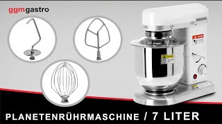 Batteur-mélangeur planétaire professionnel - 7L - 500W - incl. 3 outils