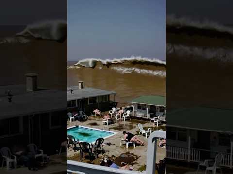 The Ocean Surprised Them! #tsunami 🌊 😮