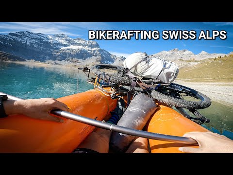 BIKERAFTING ALPINE LAKE ON THE SWISS ALPS  - ADVANCED ELEMENTS PACKRAFT / BOMBTRACK BEYOND +