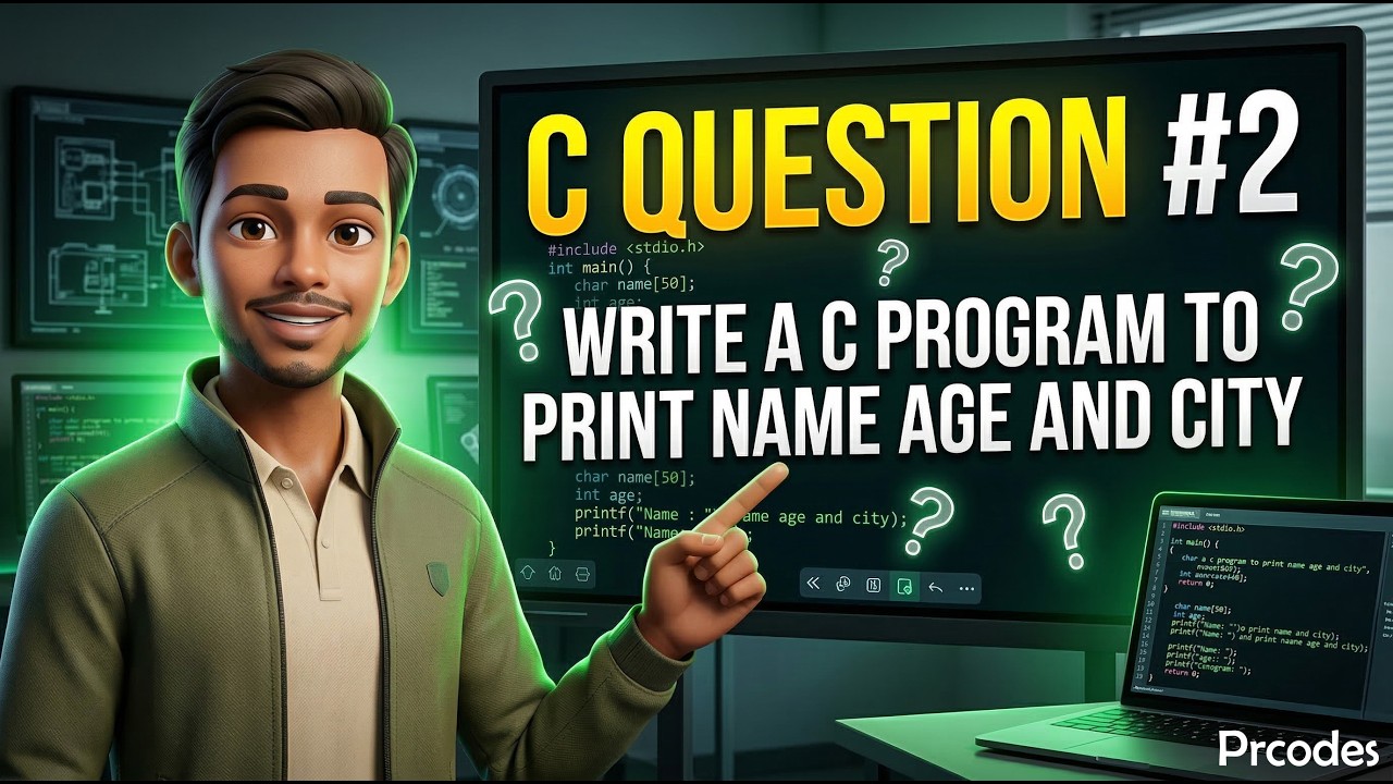 C Programming Question #2 | Write a Program to Print Name Age and City