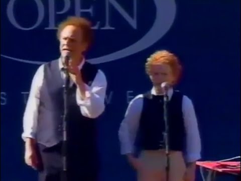 Art Garfunkel and James Garfunkel singing at the US  Open tennis tournament 2002