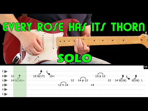 EVERY ROSE HAS ITS THORN - Guitar lesson - 1st & 2nd guitar solo (with tabs) - Poison Video