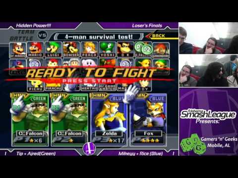 Hidden Power (Nov. 2015) - Ajred + Tip (Green) vs. Rice + Mikeyy (Blue) - Melee