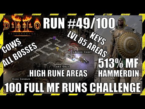 RUN #49/100: Finding more UNIQUE Ring/Amulet - 513% MF ENIGMA HAMMERDIN - Diablo 2 Ressurrected