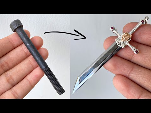 Sword pendant out of black bolt - handmade mini sword