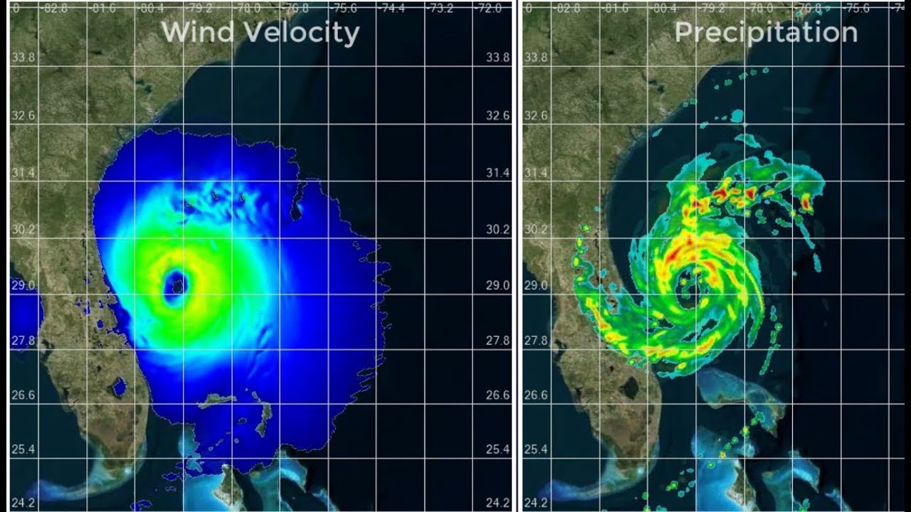 OpenFlows FLOOD visualization of Hurricane Dorian