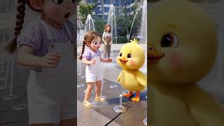  Girl & Duck Fountain Play, Hair Wash and Fruit Sharing #cute