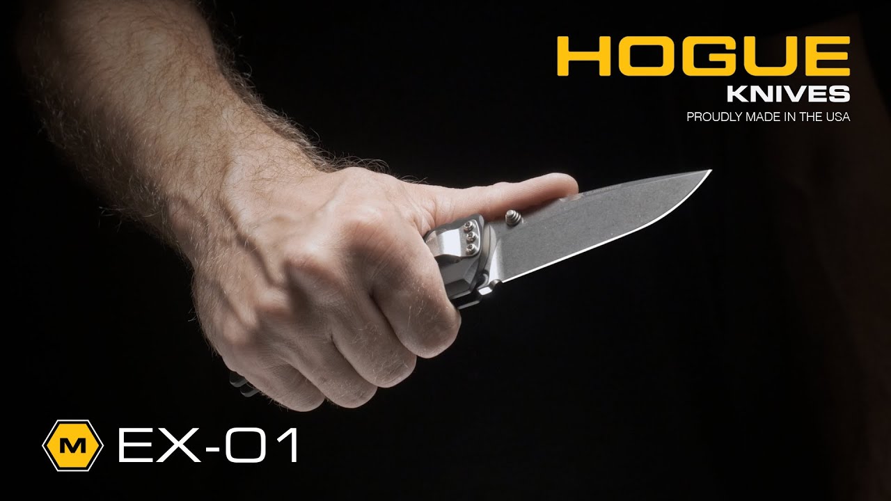 Hogue Knives EX01 Knife Black Aluminum Handle Drop Point Blade (4" Tumble Plain)