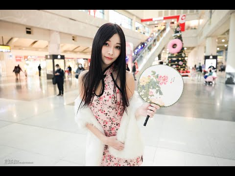 [4K] 喵喵-粉色旗袍搭配膝上襪, ピンクのチャイナドレス, 핑크색 치팡, Pink cheongsam