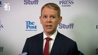 Chris Hipkins speaks to the media following final debate with Luxon