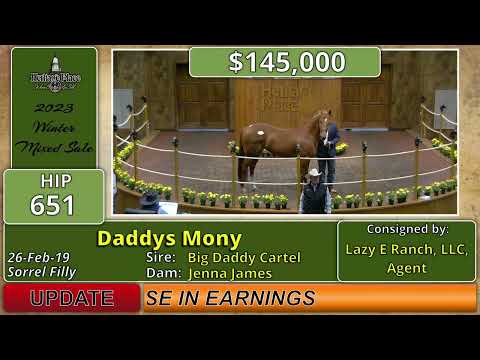 Hip #651, Daddys Mony, Consigned by Lazy E Ranch, LLC Agent