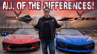 C8 CORVETTE Z06 and STINGRAY side by side COMPARISON!