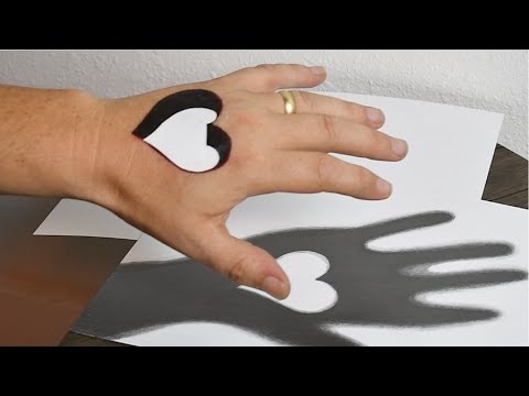 Trick Art on Hand | 3D Heart Hole / Casting Shadow Optical Illusion