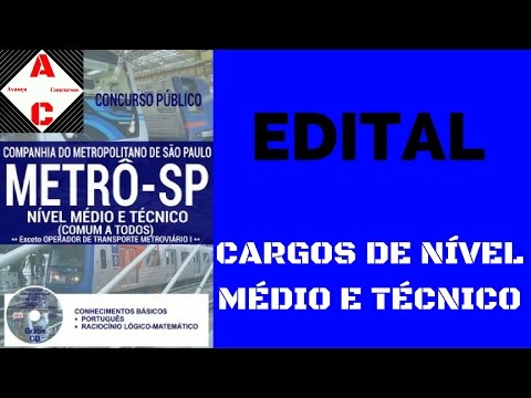 Edital Concurso METRÔ-SP 2016 - Cargos de Nível Médio e Técnico
