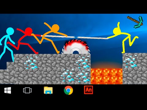 Stickman VS Minecraft Animation ~ LAVA TRAP SAW Cartoon / Animation vs Minecraft Stick Man Fight