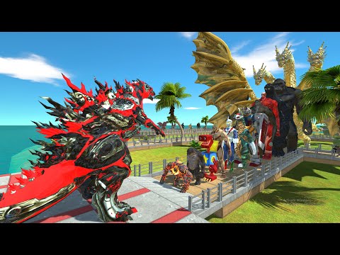 Gojira Kiryu vs Colossal Titan OASIS DEATH RUN - Animal Revolt Battle Simulator