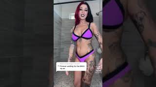 Beautiful tattoo tiktok babe in a bikini try on haul