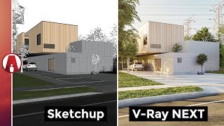 Modern House Exterior Rendering | Vray for Sketchup