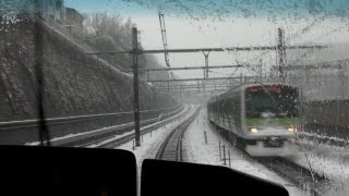 preview picture of video '【大雪の東京】山手線・前面展望 上野駅から田端駅 2/29/2012 Tokyo,Snow scene'