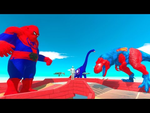 FPS AVATAR + SUPERMAN T-REX + SPIDER GORO VS DEATH TRAP - Animal Revolt Battle Simulator