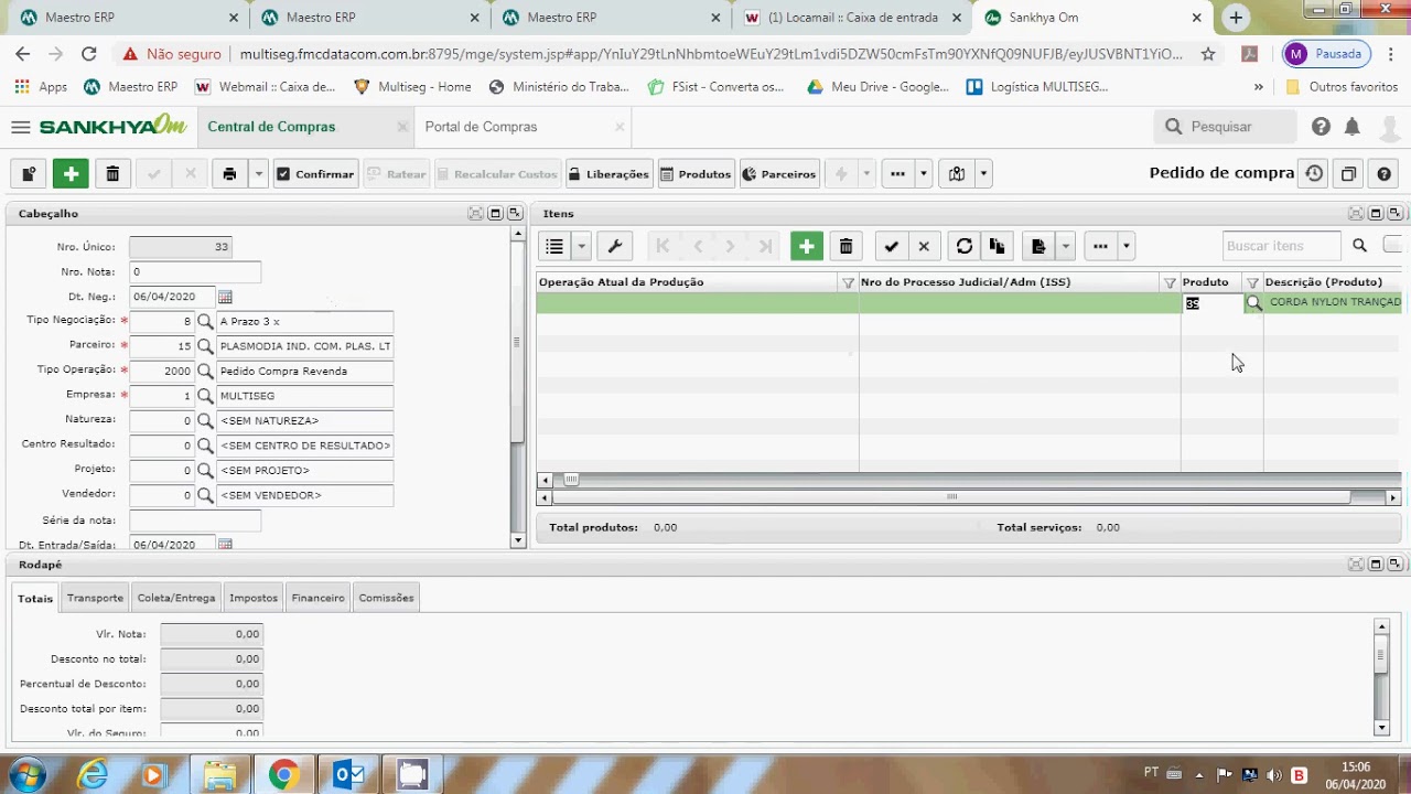 6 Como lançar pedido de compra