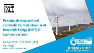 Productive Use of Renewable Energy (PURE) in the Agri-Food Systems