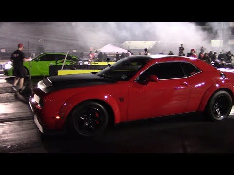Dodge Demon vs Jeep Trackhawk and Hellcat Redeye Charger 1/4 Mile