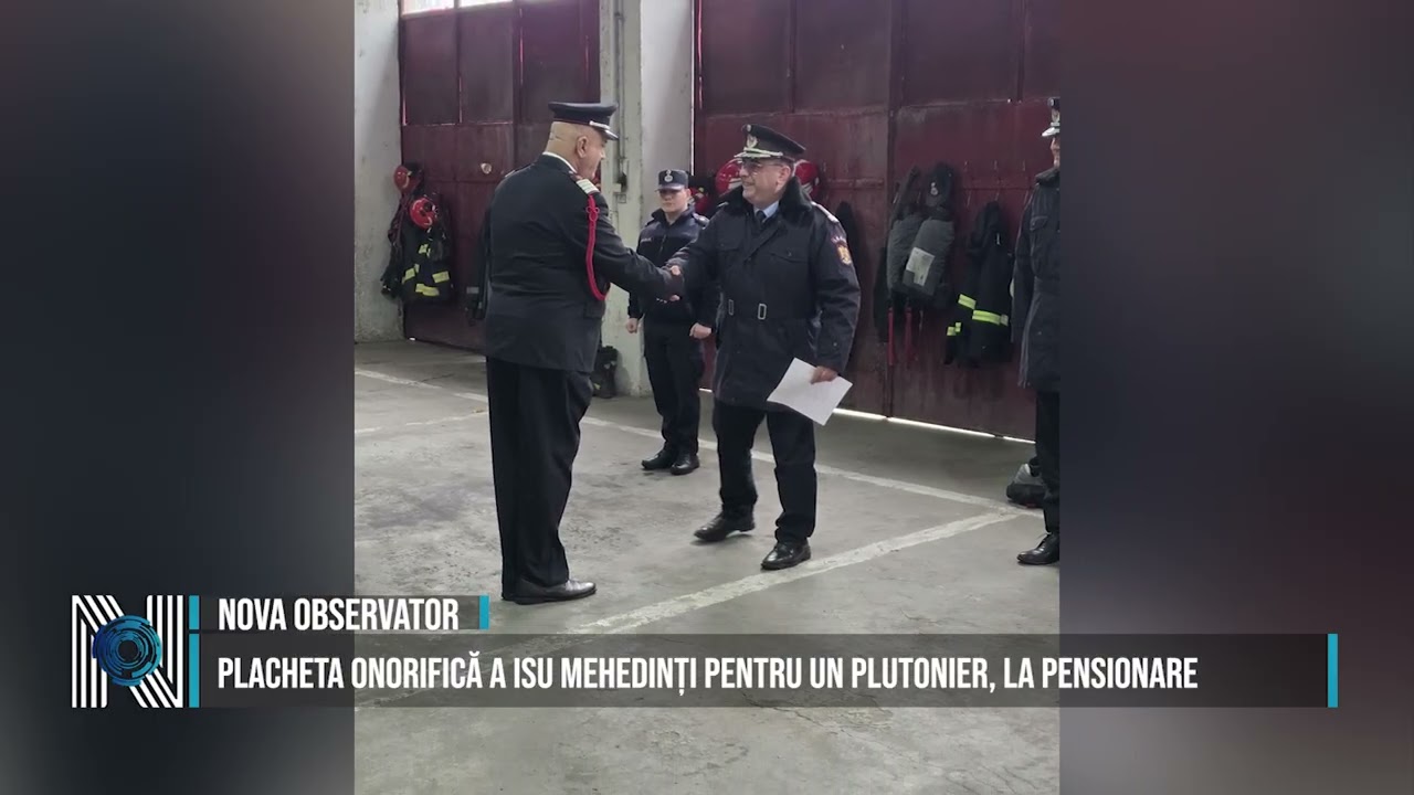 Placheta onorifică a ISU Mehedinți pentru un plutonier, la pensionare