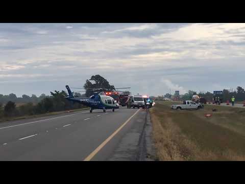 Medical helicopter lands at crash scene on U.S. 30
