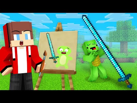 JJ use DRAWING MOD to Prank Mikey With LONGEST SWORD in Minecraft (Maizen)