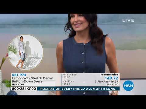 Lemon Way Stretch Denim ButtonDown Dress