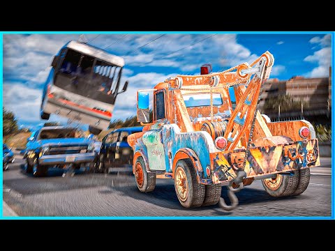 *CRAZY* Cars Tow Mater Crashes Ep.9 – GTA 5