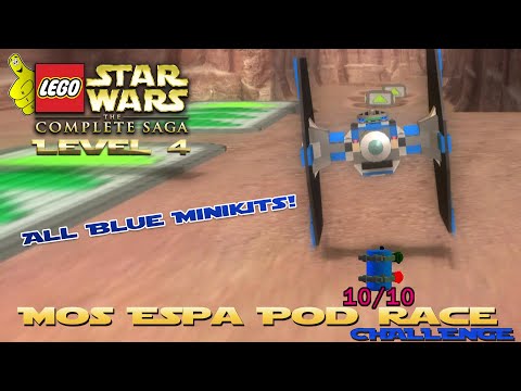 Lego Star Wars TCS: Ep 1 Chap 4 / Mos Espa Pod Race CHALLENGE (All Blue Minikits) - HTG