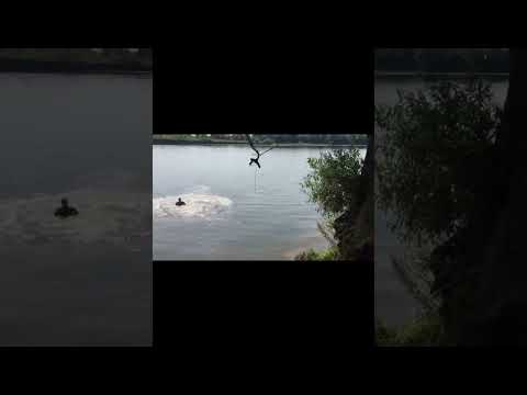 Russian Rope Swinging - Drunk Russians Attempt A Rope Swing