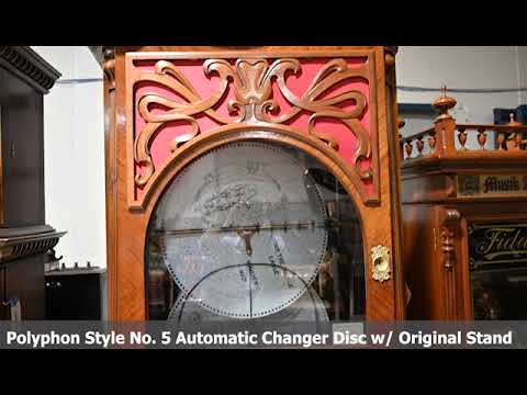 KRIJNEN- Lot 1006 POLYPHON STYLE #5 AUTOMATIC CHANGER DISC MUSIC BOX WITH ORIGINAL STAND