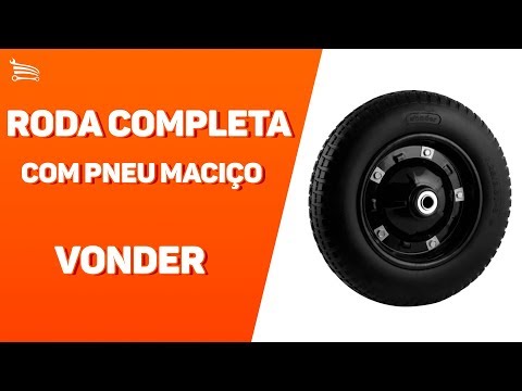 Roda Carriola Completa com Pneu Maciço e Furo de 3/4 Pol. - Video