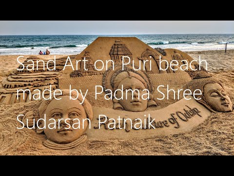 Sand Art made by Padma Shree Sudarshan Patnaik at Puri beach, Odisha