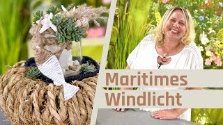 Maritime Deko selber machen | Sommerdeko Muscheln | Muschelkranz mit Windlicht