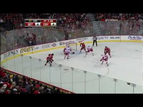 Jimmy Howard Nice OT Blocker Save 1/7/11 vs Calgary
