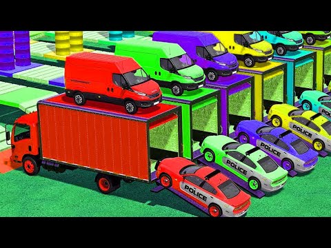 LOAD AND TRANSPORT POLICE CAR WITH FENDT & JOHN DERRE TRACTORS -Farming Simulator 22