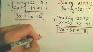 Solving a System of Equations Involving 3 Variables Using Elimination by Addition - Example 3