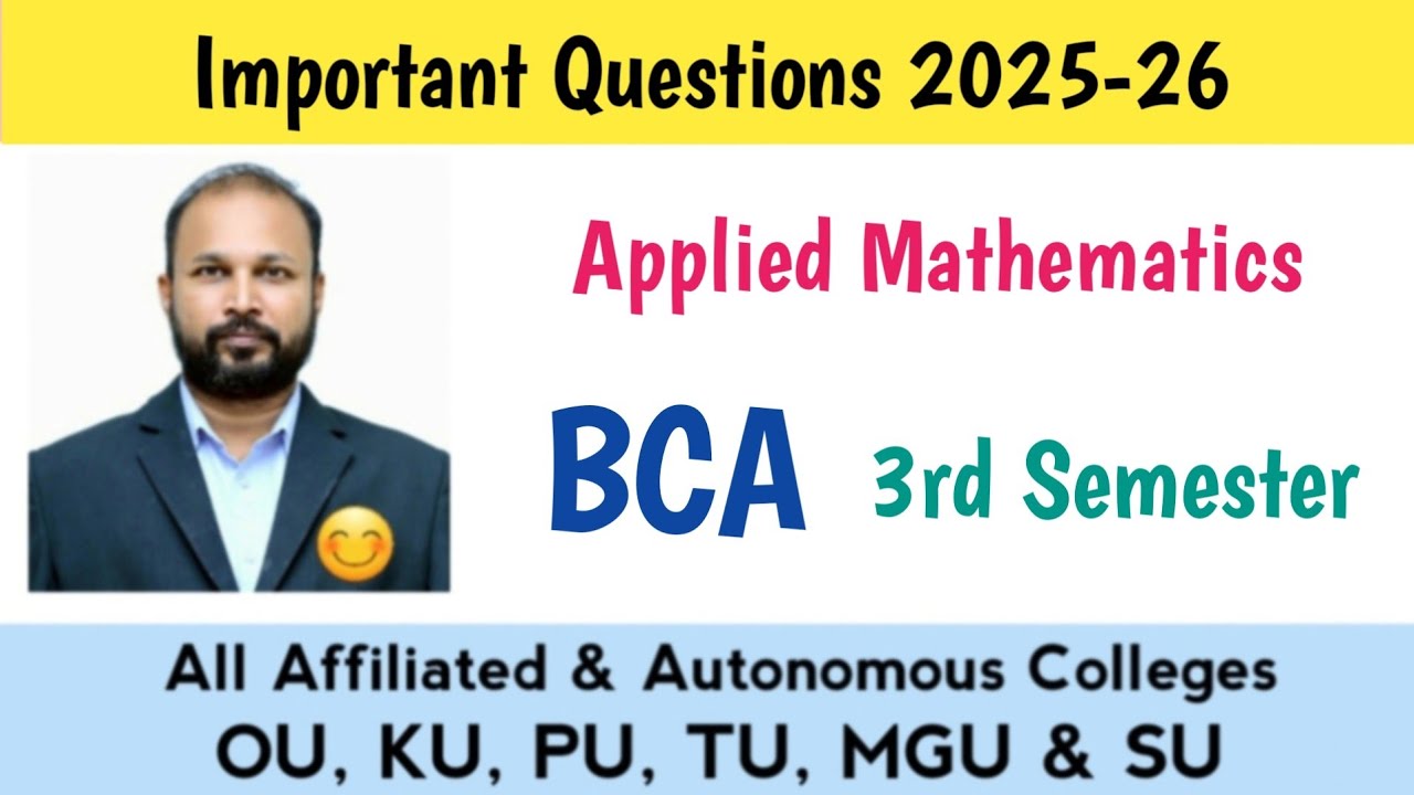 Applied Mathematics Important Questions 2025-26 BCA 3rd Semester III Sem Imp Gunshot Damsure OU PU