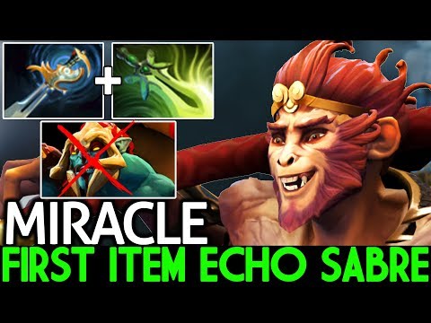Miracle- [Monkey King] First Item Echo Sabre VS Huskar Mid Gameplay 7.21 Dota 2