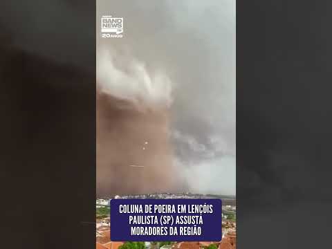 Vendaval forma nuvem de poeira no interior de SP durante tempestade nesta segunda