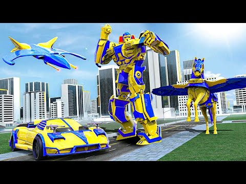 Robot Car Transformer Supercar Flying Horse War of Robot - Android iOS Gameplay