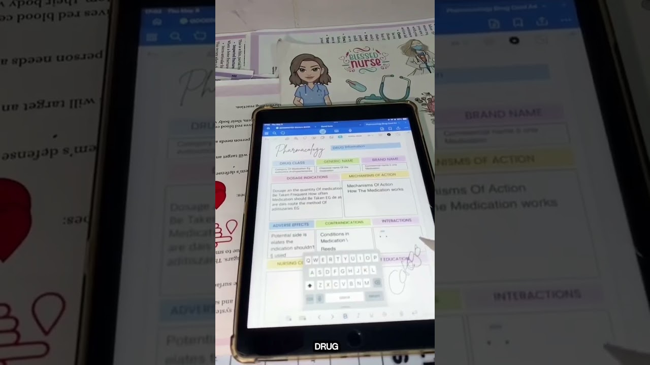 Pharmacology Study Tips & iPad Nursing Planner | Drug Info Sheet |Digital Notes for Nursing Students