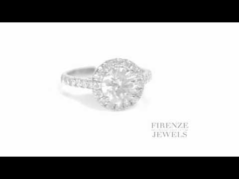 Diamond Halo Platinum Engagement Ring Setting 1.59ctw - Firenze Jewels Product #5566