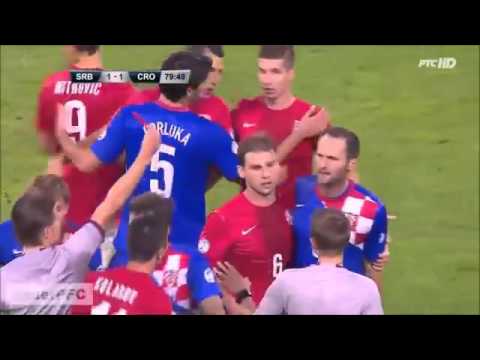 SIMUNIC vs SULEJMANI  CRAZY FOUL! BRUTAL in SERBIA vs CROATIA  06 09 13