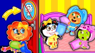 Lion Family | Wants to Join Girls Only Sleepover - Sharing is Caring with Leo | Cartoon for Kids